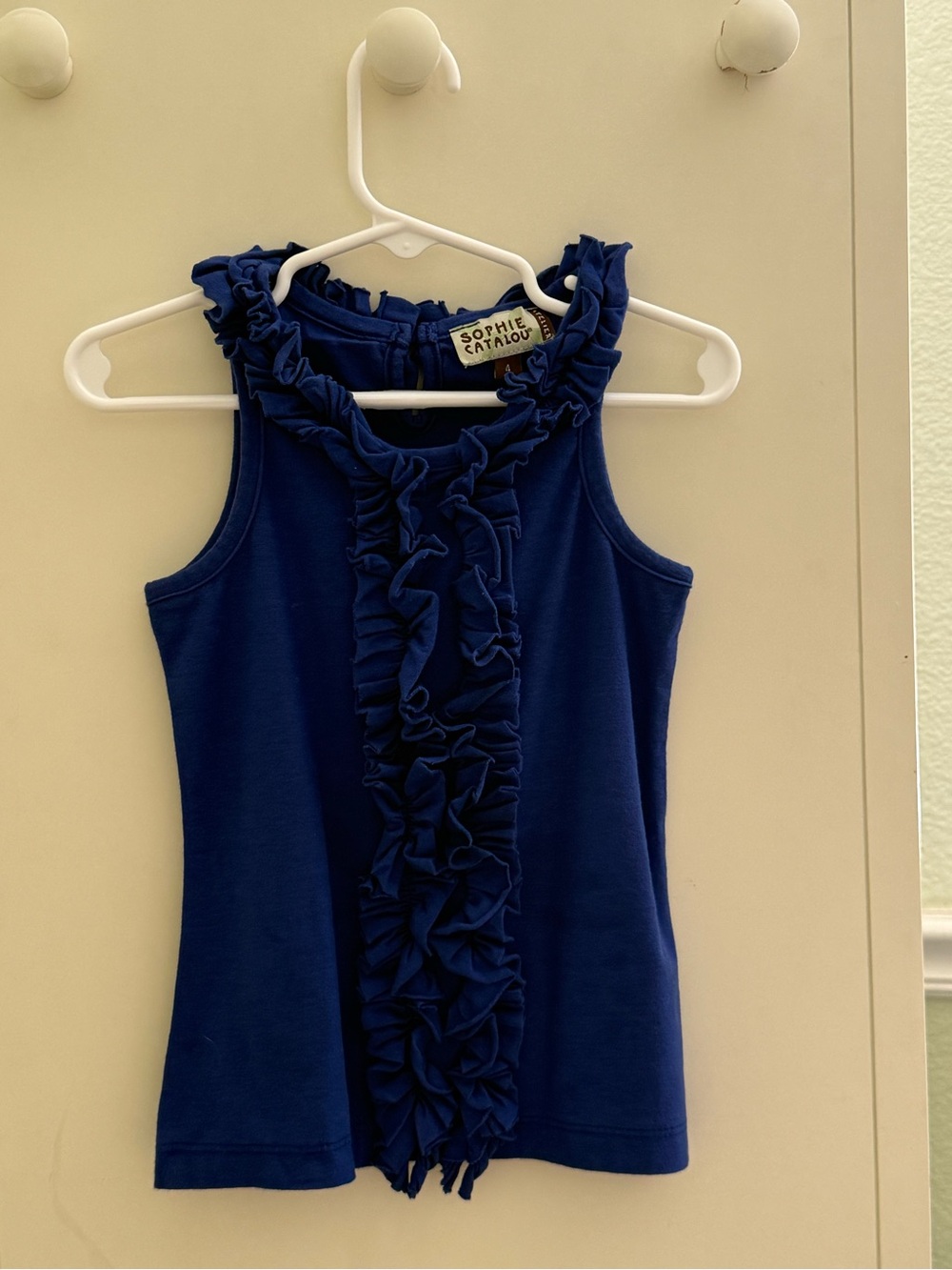 Sophie Catalou Girls' Ruffled Navy Tank Top
